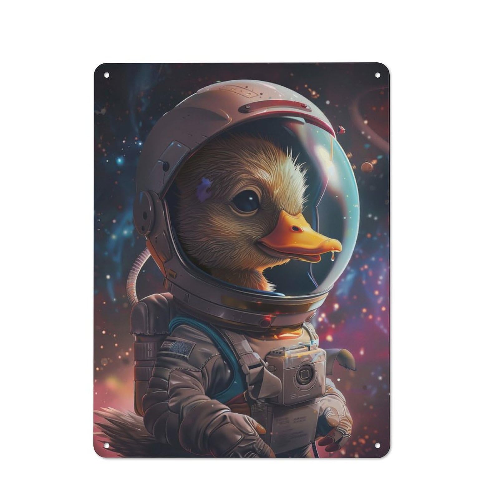 Junmoney Duckling Astronaut For Garden Room Or Summerhouse, Retro Tin Sign 40X30cm, Suited To Wall Displays In Garden Rooms And Summerhouses