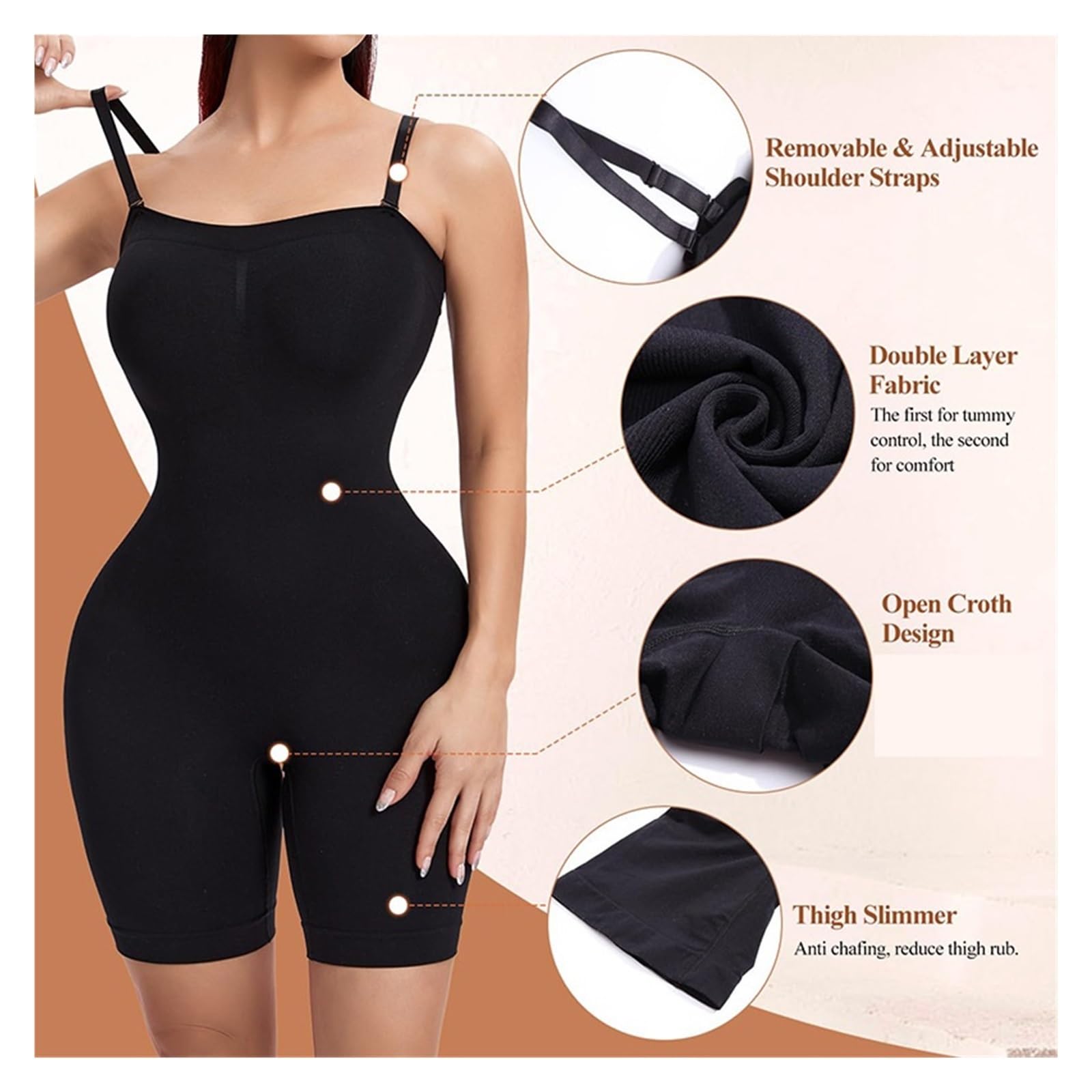 Body Modellante da Donna, Modellante per Glutei, Senza Spalline, Senza Cuciture, a metà Coscia, Taglie Forti, per l'allenamento (Style15 XXLarge)
