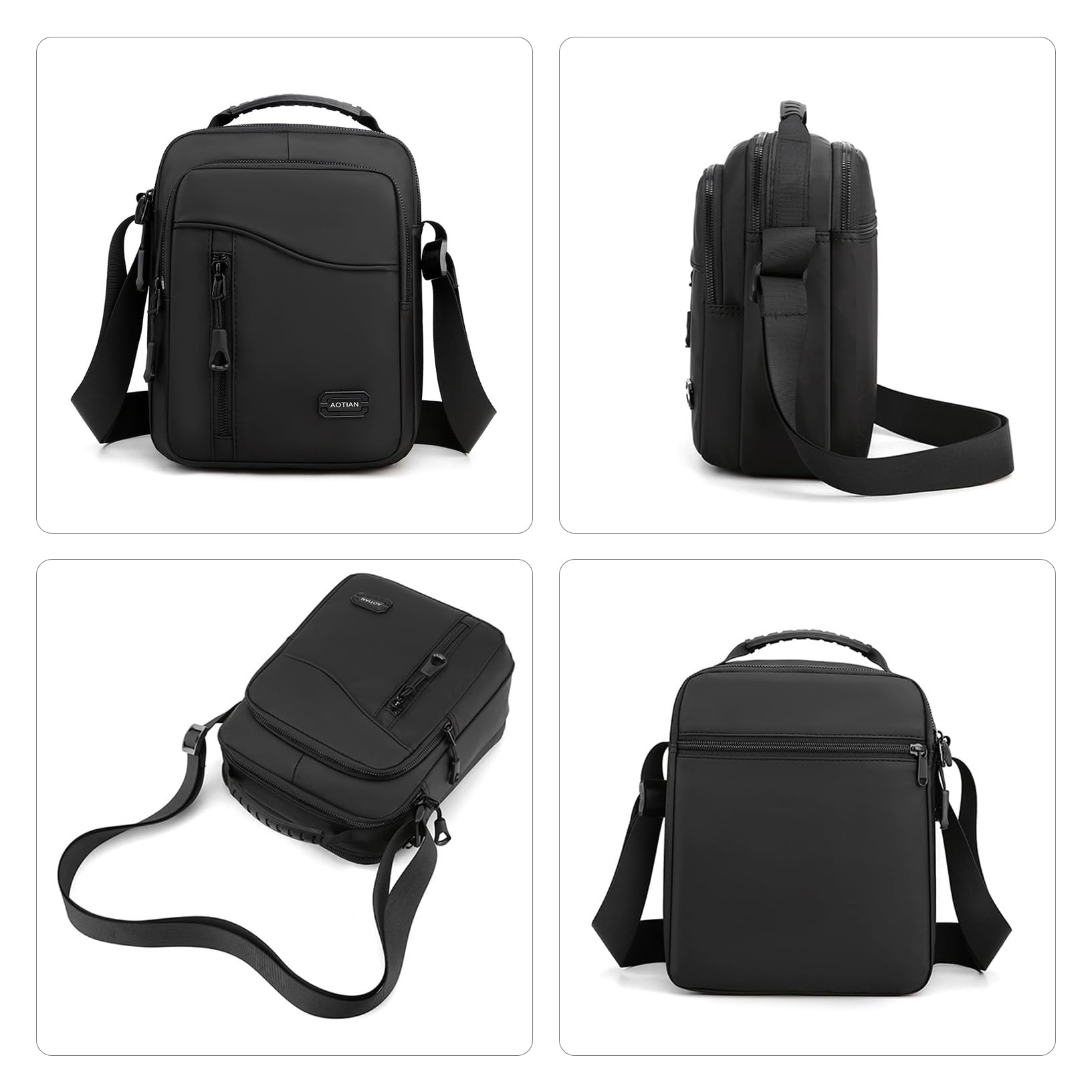 SPAHER Torba Na Ramię Dla Mężczyzn Mała Wielokieszeniowa Torba Na Ramię Mała Wodoodporna Nylonowa Torba Crossbody Z Uchwytem U Góry, Do pracy, Podróży, Codziennego Użytku