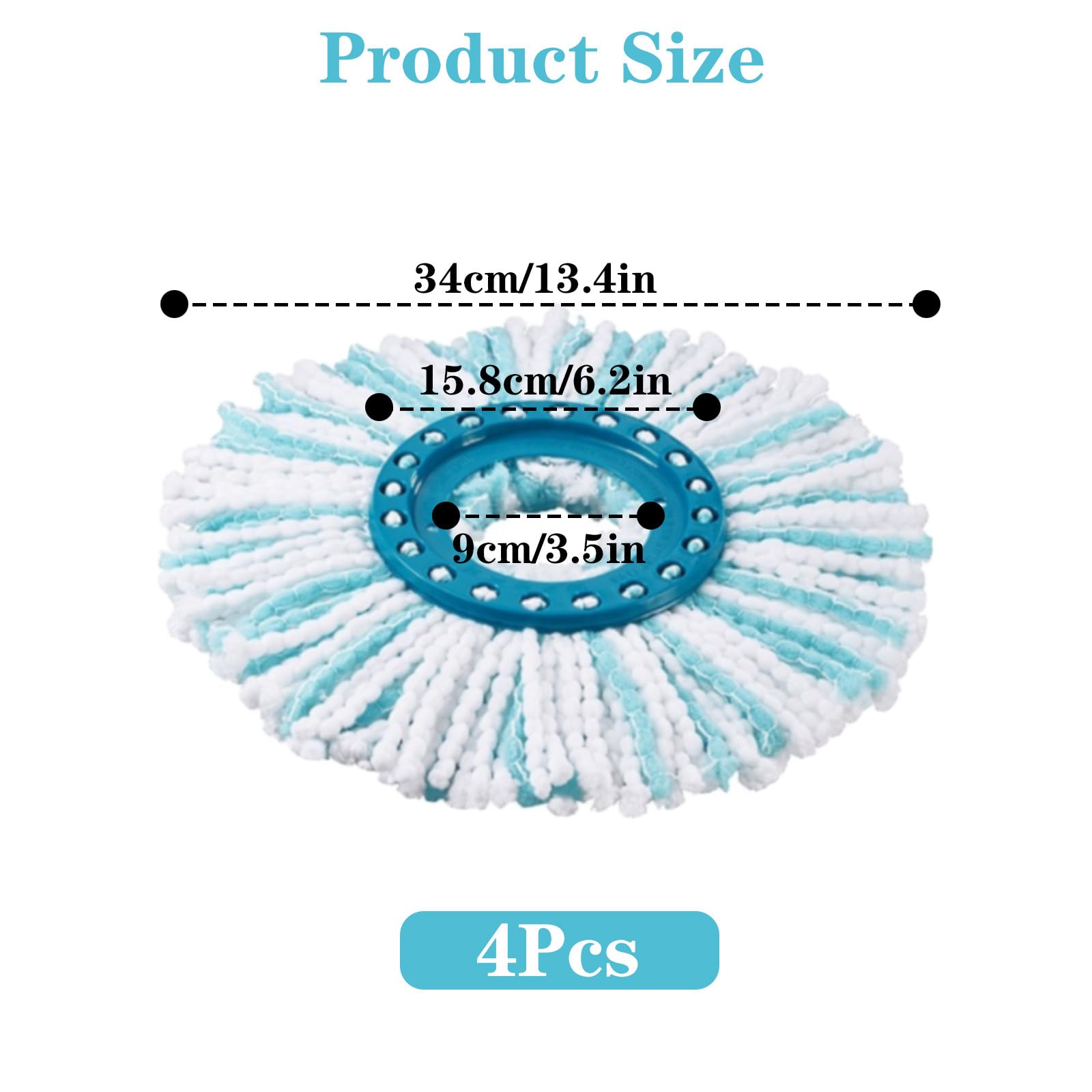4 Piezas Cabezal de Mopa de Recambio Compatible con Leifheit Clean Twist Disc Mop Ergo Kit, Cabezas de Fregona de Repuesto para Leifheit Recambio para Mopa, Repuesto para Fregona Microfibra