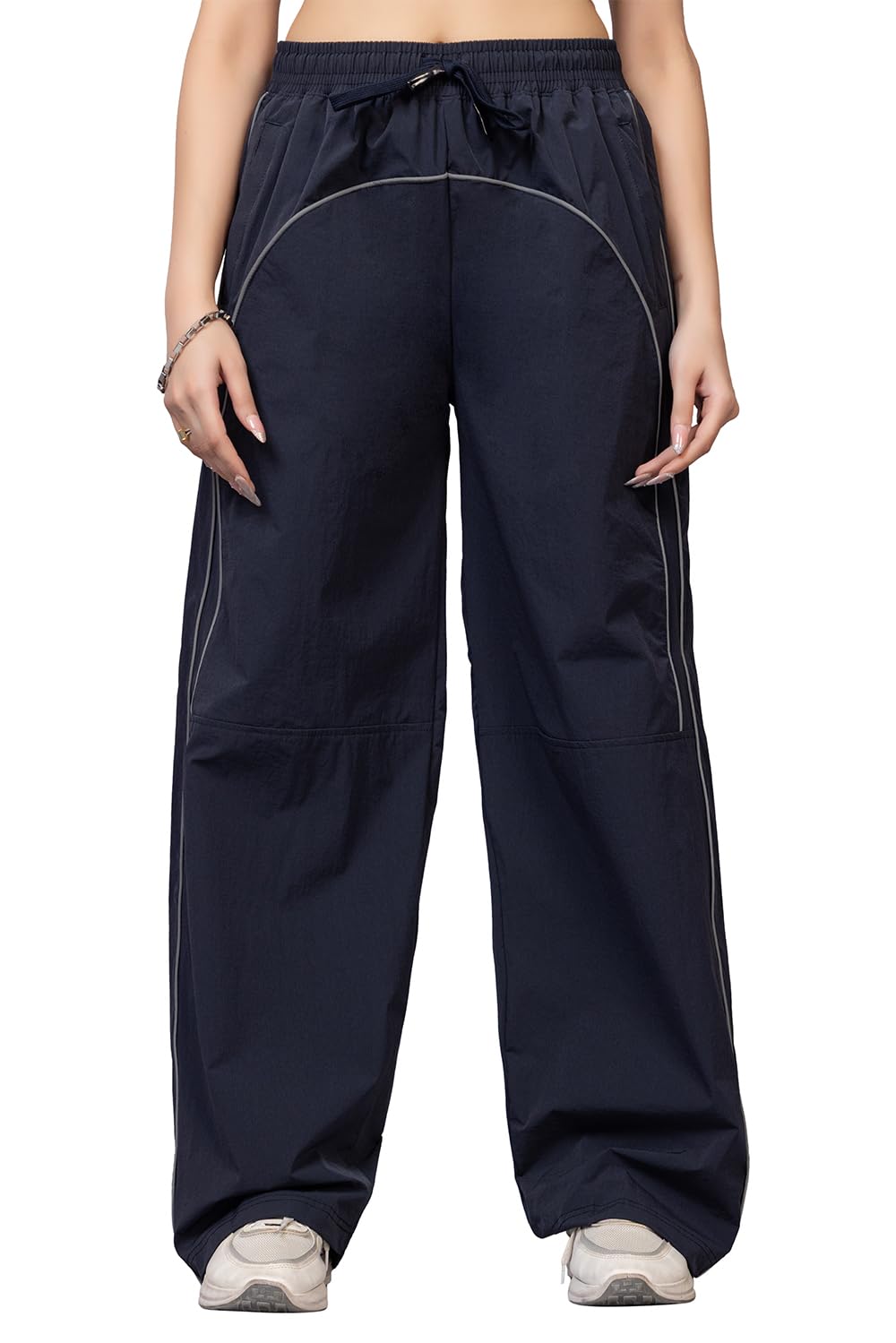 Reflective Lower for Women |Breathable Gym Pyjama with Zipper Pockets | Stylish Solid Strechable Night Joggers | Running & Party Pants for Women-image-46