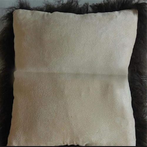Miniatura 9 de Seek4comfortable Funda de almohada de piel de cordero mongol 100% real (18 x 18 pulgadas, blanco)  Funda de almohada decorativa de piel para sala de