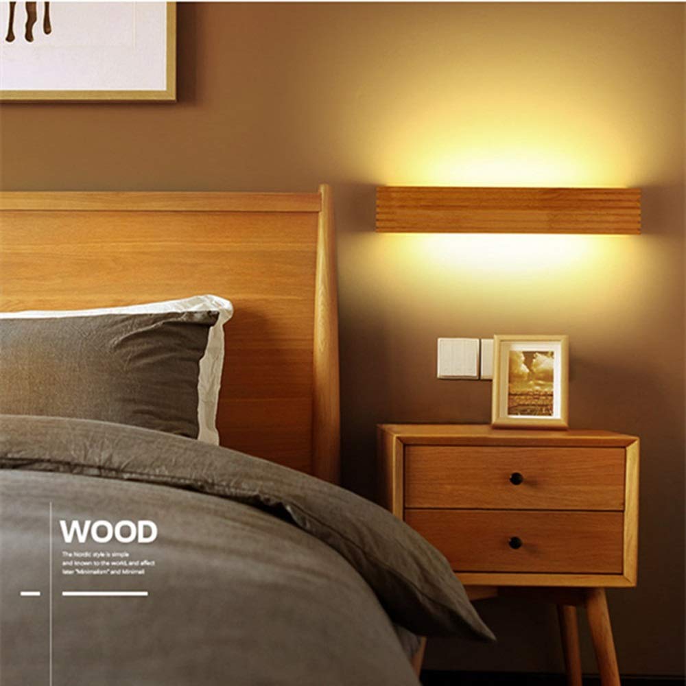 Lampe De Mur En Bois à LED, Lumière Tamisée Nordique Rayée