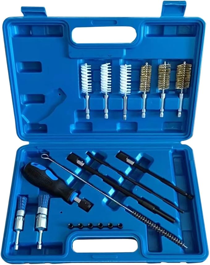DHA 19pcs Car Diesel Injector Seat and Shaft Cleaner Cleaning Brush