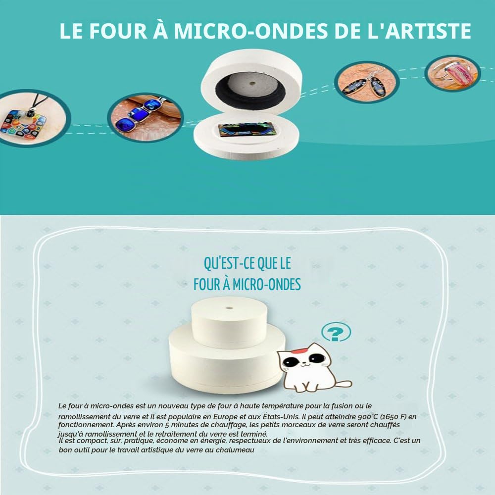 Grand kit professionnel de fusing du verre au micro-ondes, 15 pièces