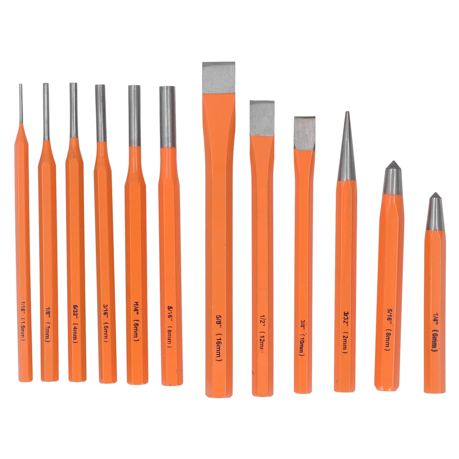 Set di scalpelli per punzonatura 12 pezzi Acciaio al cromo vanadio premium Maniglia ergonomica durevole Impugnatura antiscivolo per la lavorazione del legno Lavorazione della