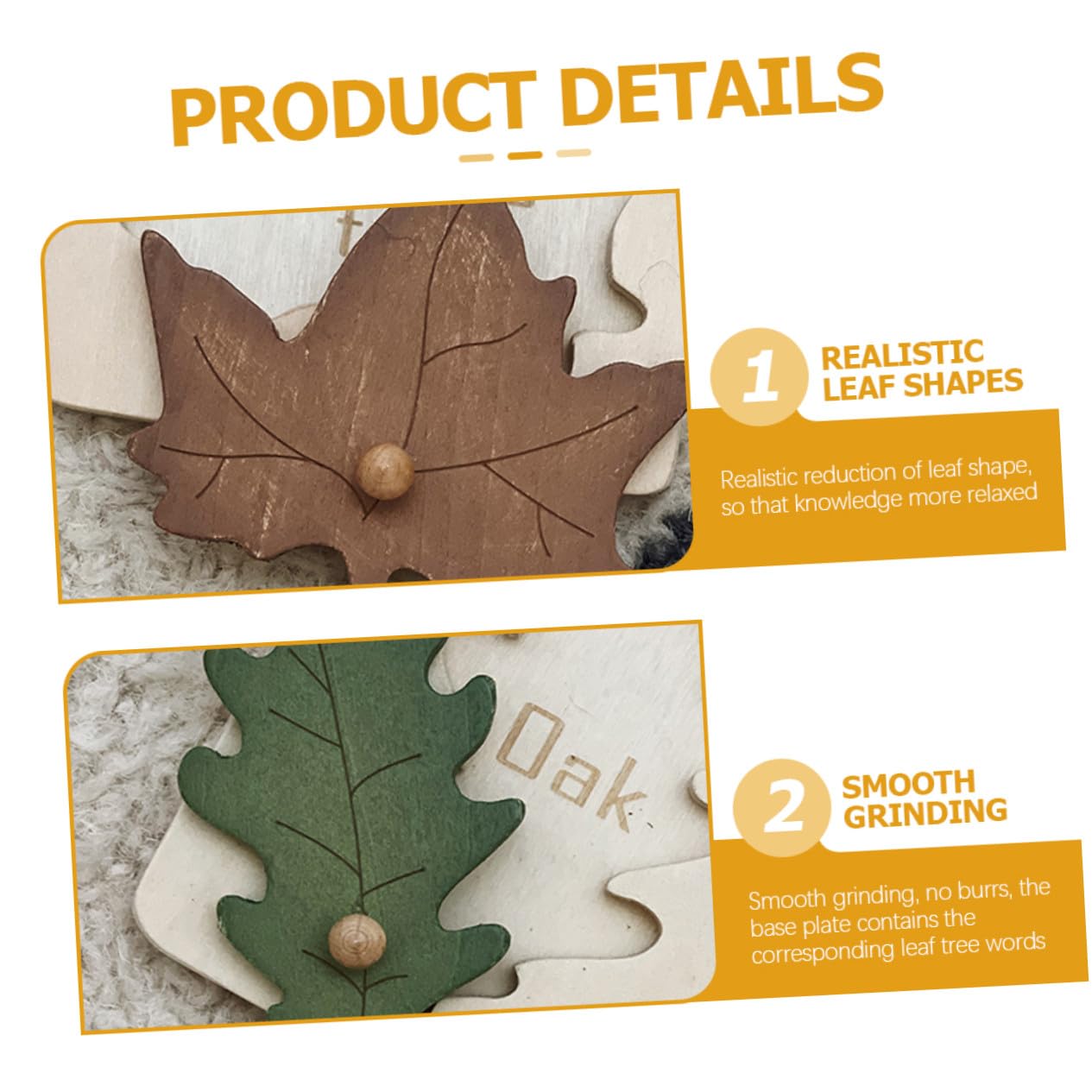 Beaupretty Puzzle Montessori Feuille en Bois 4 Pièces Jouet D’Apprentissage Précoce Et Éducatif pour Enfants Puzzle D’Encastrement Coordination Main-Oeil Jeu Cognitif 3.74 X 3.74 X 0.39 Pouces