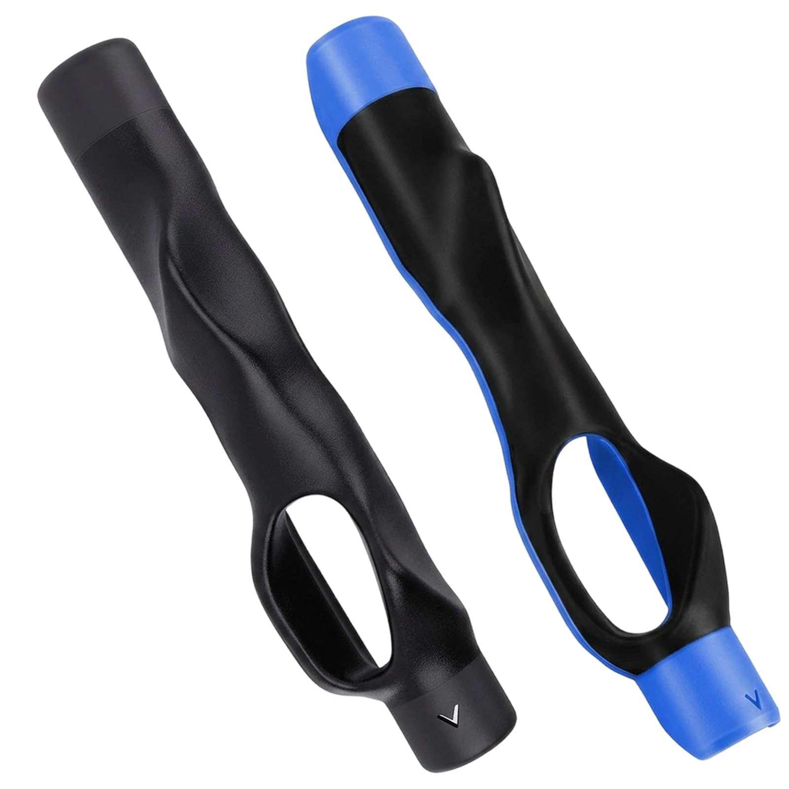 2PCS Golf Grip Training Aid, Professional Grip Trainer Golf for Right-Handed Players, Lightweight Anti-Slip Design for Practice Range and Home Training, Two Pearl Bag Packed Sets in Black and Blue Col