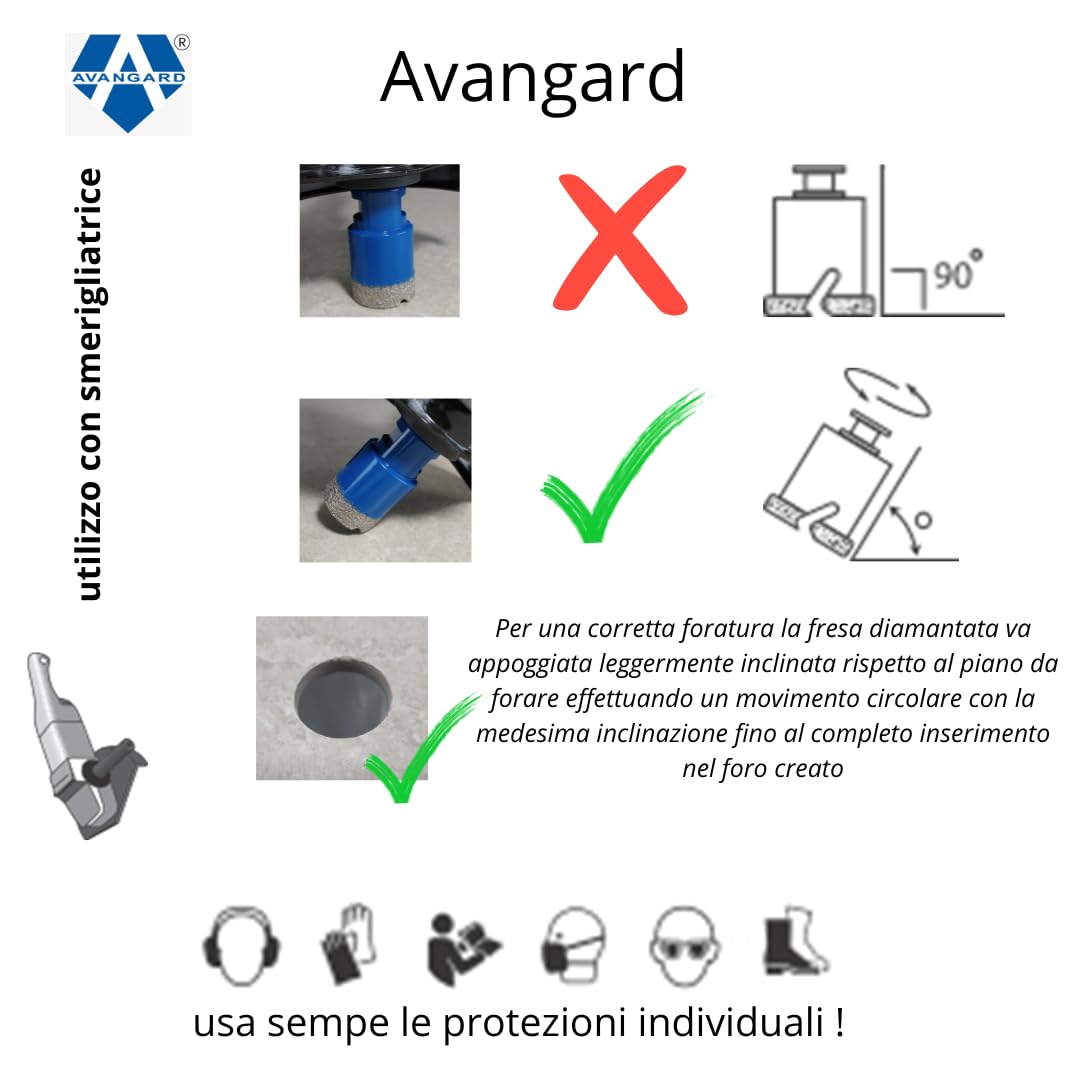 AVANGARD Svasatore diamantato professionale 45 mm - AC456501 - Fresa conica di alta qualità per fori Lavello e piletta - ideale per gres porcellanato, marmo e granito - finitura precisione Top