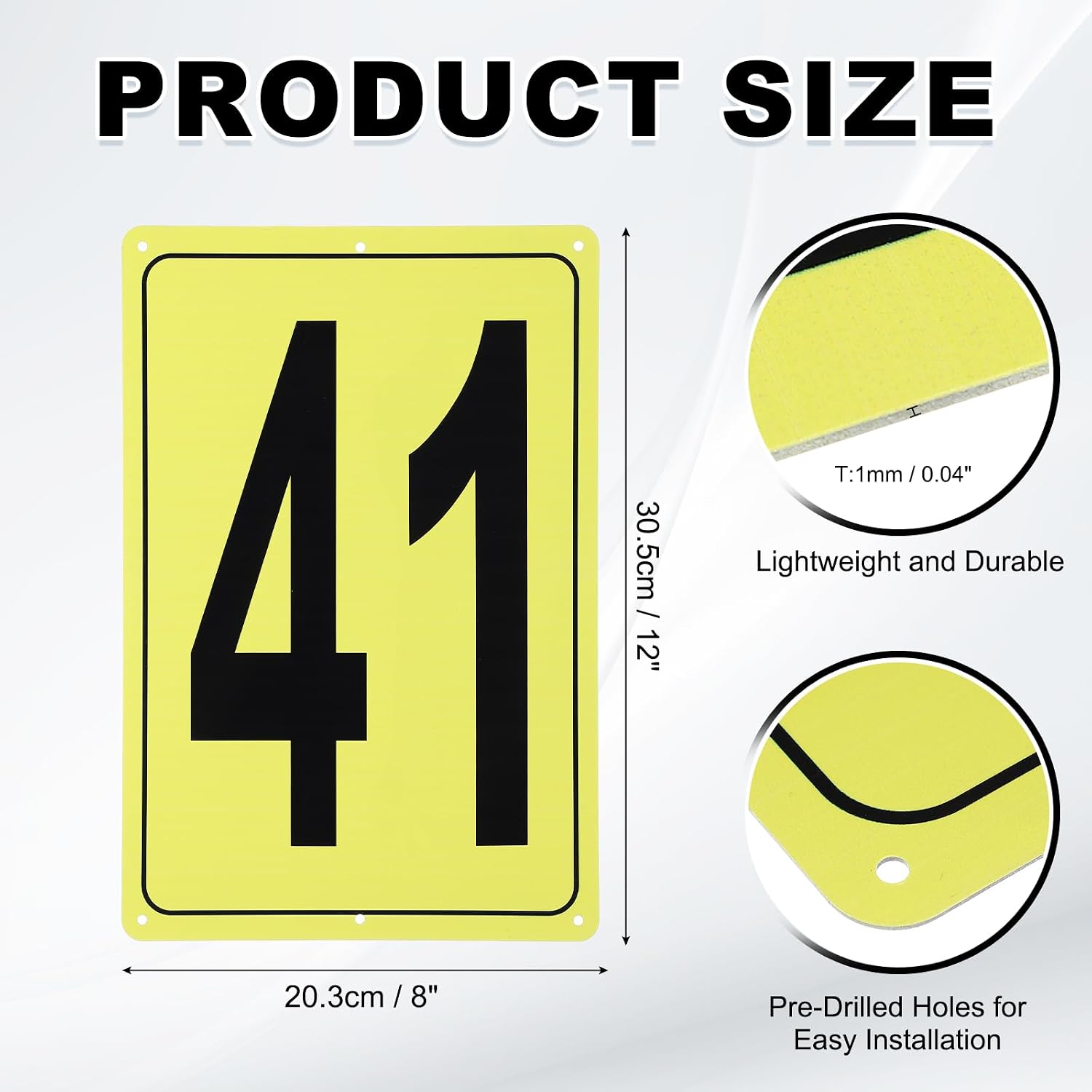 PATIKIL Large Metal Number Sign, 12x8" Rectangle Aluminum Number 41 Sign Plate Area Marker Parking Weather-Resistant Signs for Indoor Outdoor Use, Yellow
