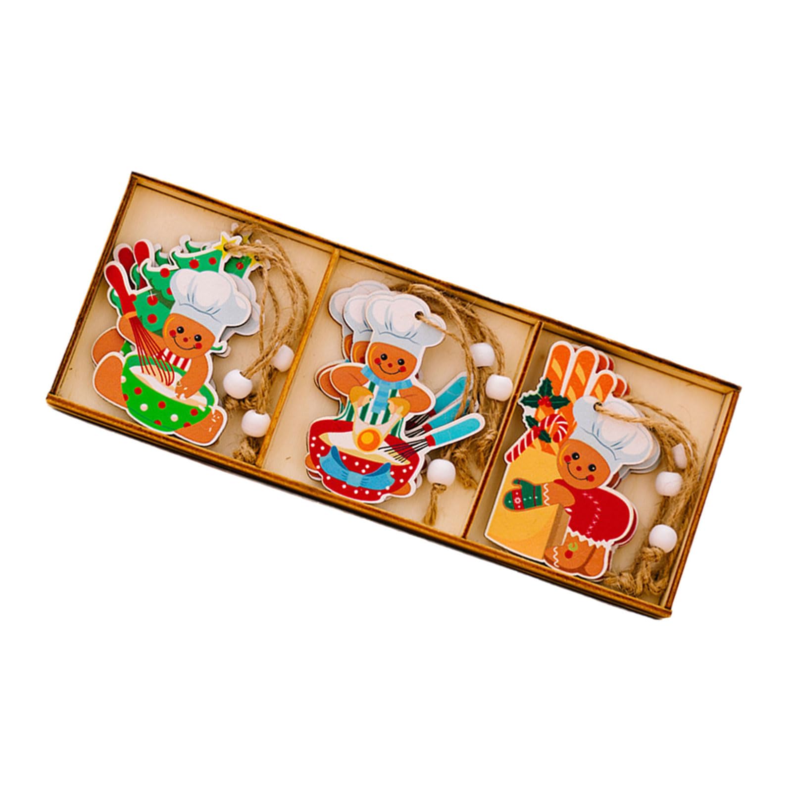 Kalttoy Type C Wood Gingerbreads Hanging Ornament Set Perfect For Christmas Tree And Holiday Decorations Sturdy Wood Hanging