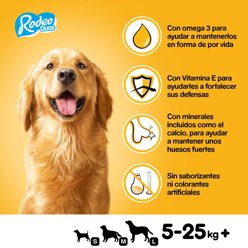 Pedigree Rodeo Duos Snack en lanières pour chiens saveur poulet et bacon (lot de 10 x 123 g)
