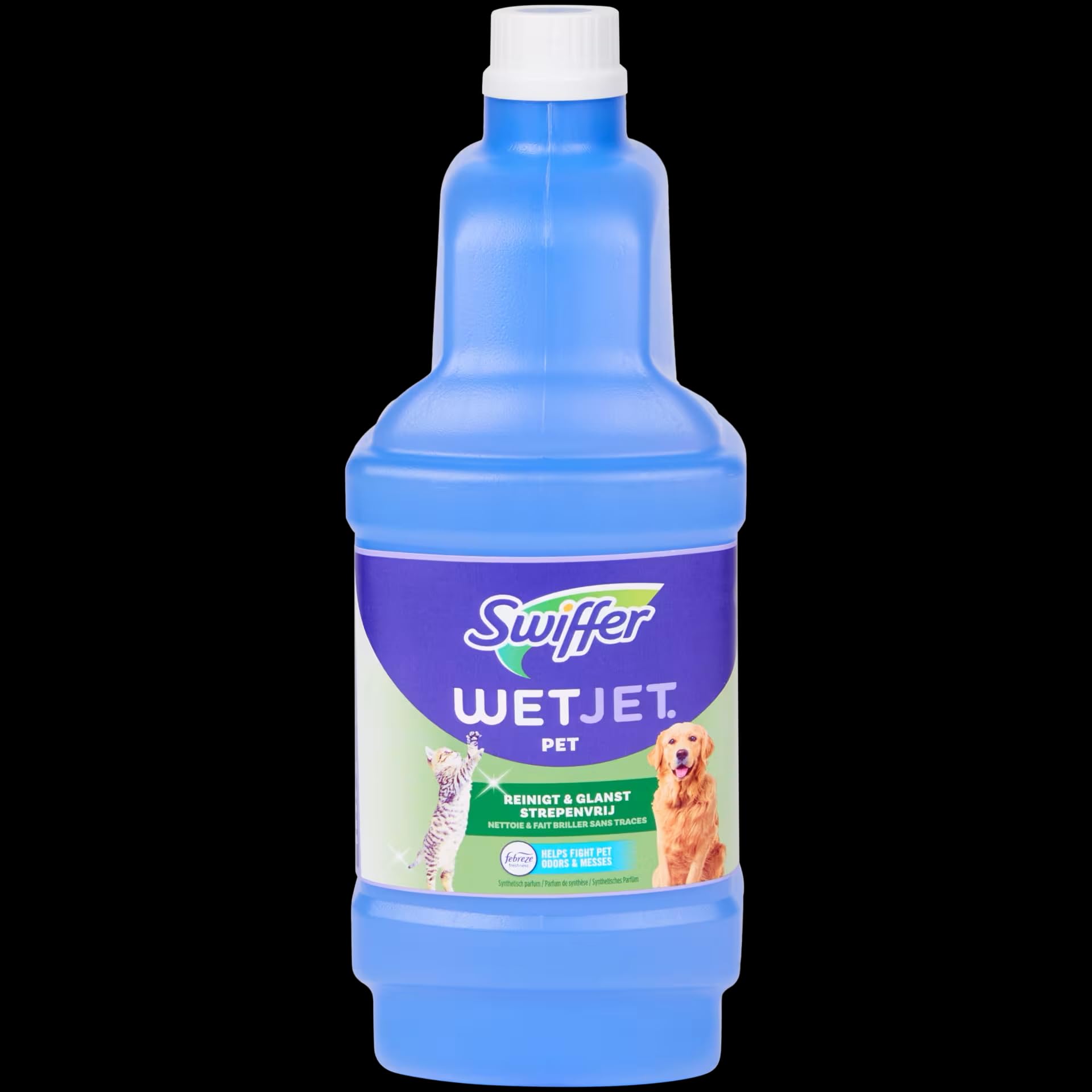 Swiffer Wetjet PET 2 x 1,25 l. Solution nettoyante spécialement conçue pour les propriétaires d'animaux