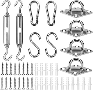 BROTOU Sun Shade Sail Hardware Kit, Heavy Duty 304 Stainless Steel Shade Sails Hardware Kit, for Patio,Garden Rectangle and Triangle Sun Shade Sail (42 PCS)
