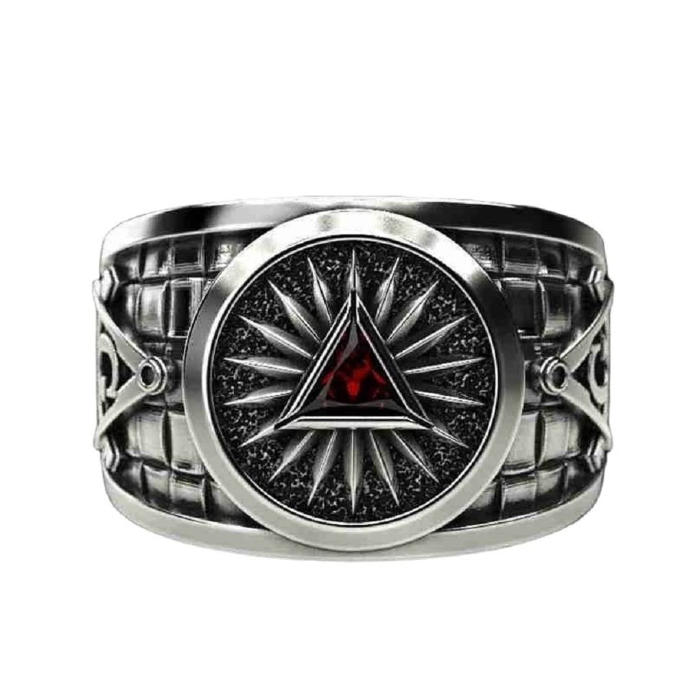 PikaLFMasonic Ring for Men, Crystal Triangle Masonic Freemason Ring, Freemason Symbol Masonic Rings, Hip Hop Biker Ring, Religious Amulet Ring, Punk Masonic Jewelry Gift for Men Boys