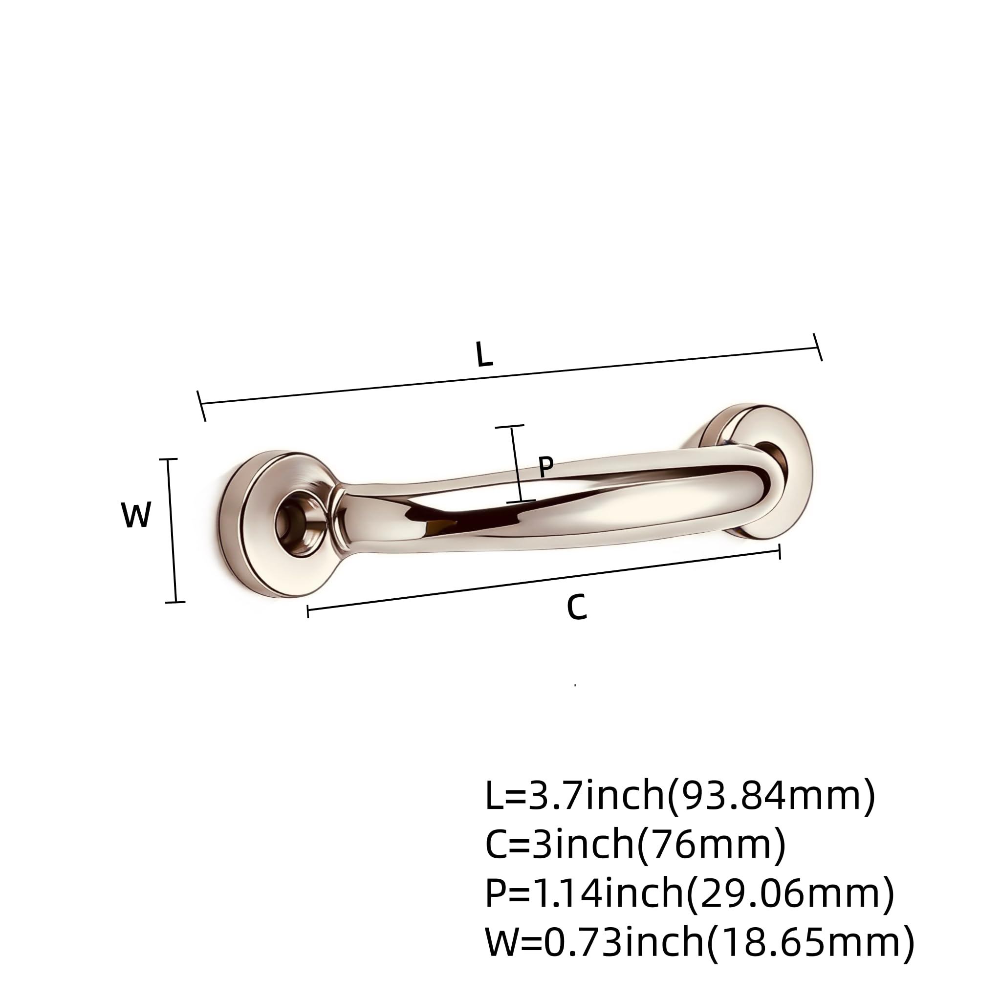 KHTUMEWARE-BRASS Polished Nickel Cabinet Pulls CTC 3 in (76 mm) in Polished Nickel — KHTUMEWARE