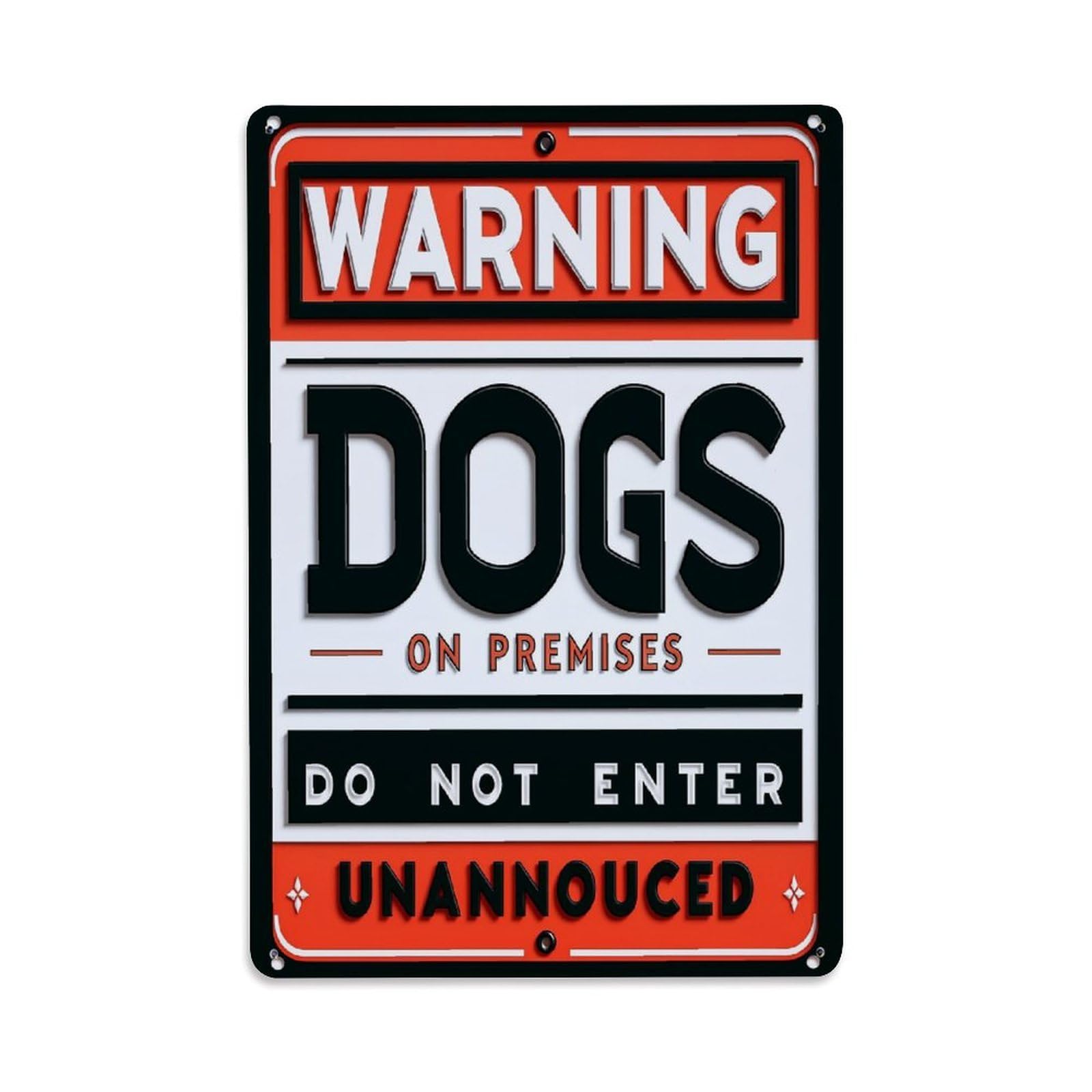 Jdfenggu Vintage Warning Dogs On Premises Do Not Enter Unannounced Retro Metal Tin Sign, Decor Art Poster For Bar, Home, Man Cave, Kitchen, Laundry Room Gift 8X12inch