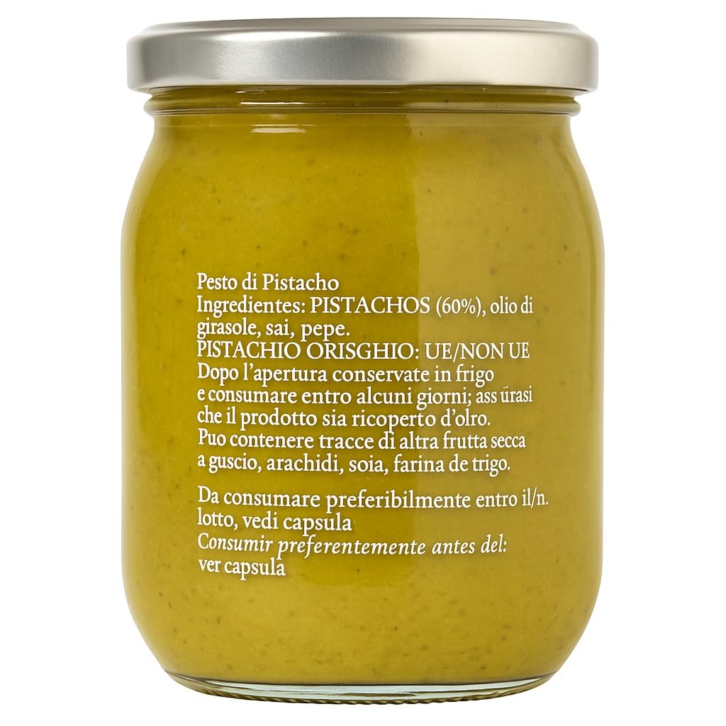 Pesto di Pistacchio Italiano Scyavuru 500 g | Pesto de Pistacho 60% | Auténtico Producto Gourmet de Sicilia | Ideal para Pasta, Salsas y Recetas Rápidas | Made in Italy BY NEXUSELL