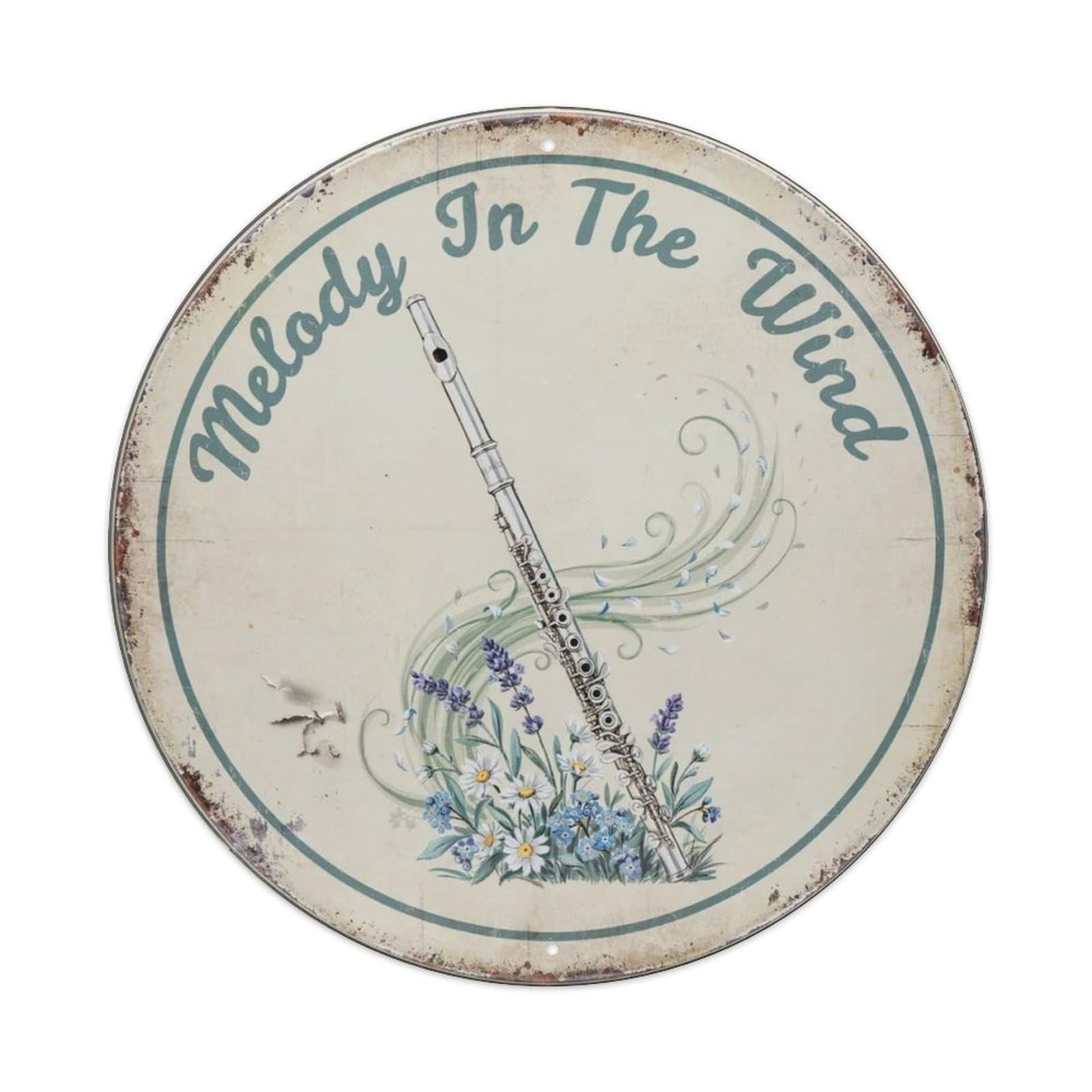 Music Feeds My Soul Sheet Music Round Metal Tin Sign Plaque