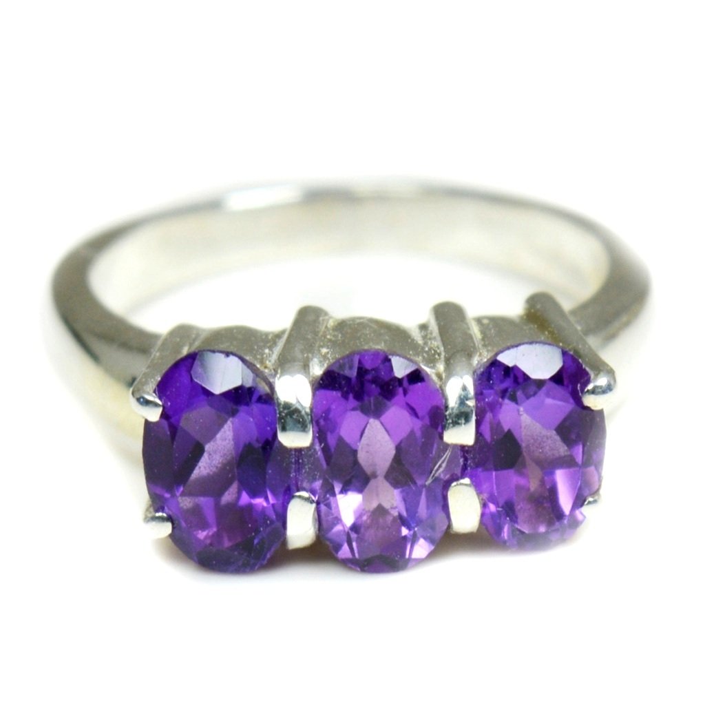 Bague améthyste ovale argent sterling 925 le cadeau d'anniversaire idéal