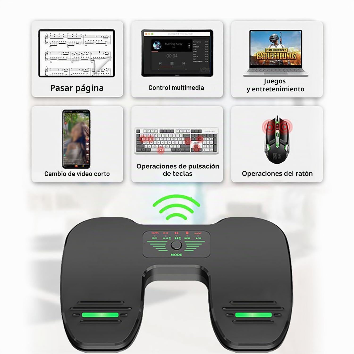 Pedal Bluetooth Partituras,Pedal para Pasar Paginas Tablet,Volteador de Página de Música Recargable,Pedal Bluetooth Page Turner para Tablets y Smartphones, Silencioso