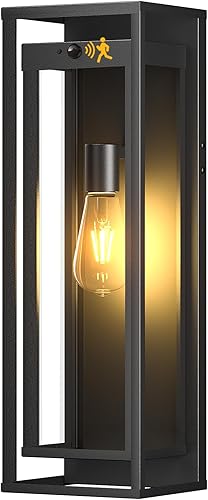 Miniatura 10 de Paquete de 2 luces de pared con sensor de movimiento para exteriores, aplique moderno de porche de 15 pulgadas de atardecer a amanecer, montaje en