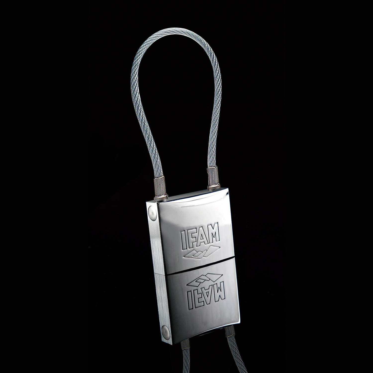 IFAM Candado Cable Serie Inox, Cable Acero Flexible, Altura 176 mm, Alta Resistencia a la Oxidación, Ambientes Húmedos, Alto Nivel de Seguridad, Resistente y Cromado