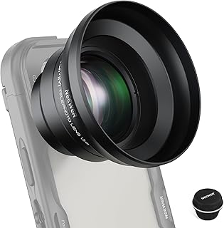 NEEWER HD 65mm Telephoto Phone Camera Lens with Lens Hood Only for 17mm Thread Backplate Cell Phone Cage Case, 1.7X Zoom L...