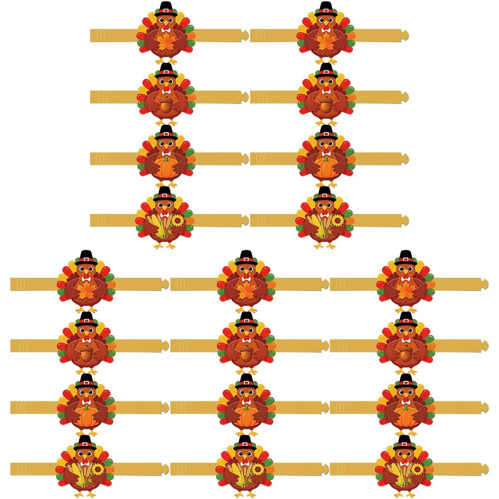 Thanksgiving Napkin Rings Set of 5 Cartoon Turkey Napkin Rings and Disposables Paper for Dinner Wedding Banquet