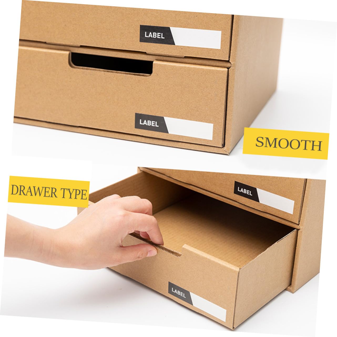 Gatuida Organizzatore da Scrivania Organizer Multifunzionale Compatto Cassetti Scorrevoli in Carta Beige , Porta Documenti e File per Ufficio e Camera da Letto