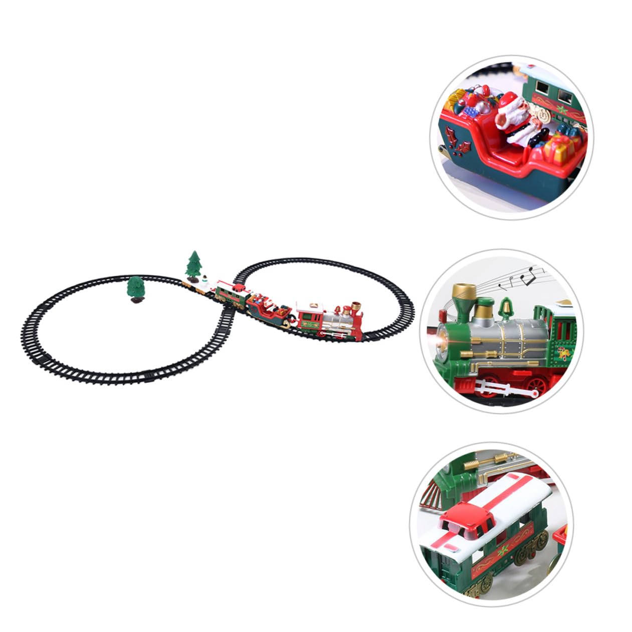 Tren de Juguete Navideño Eléctrico con Vías Diseño Pequeño Batería Adorno Creativo para Decoración de Navidad Adecuado Ambiente Festivo