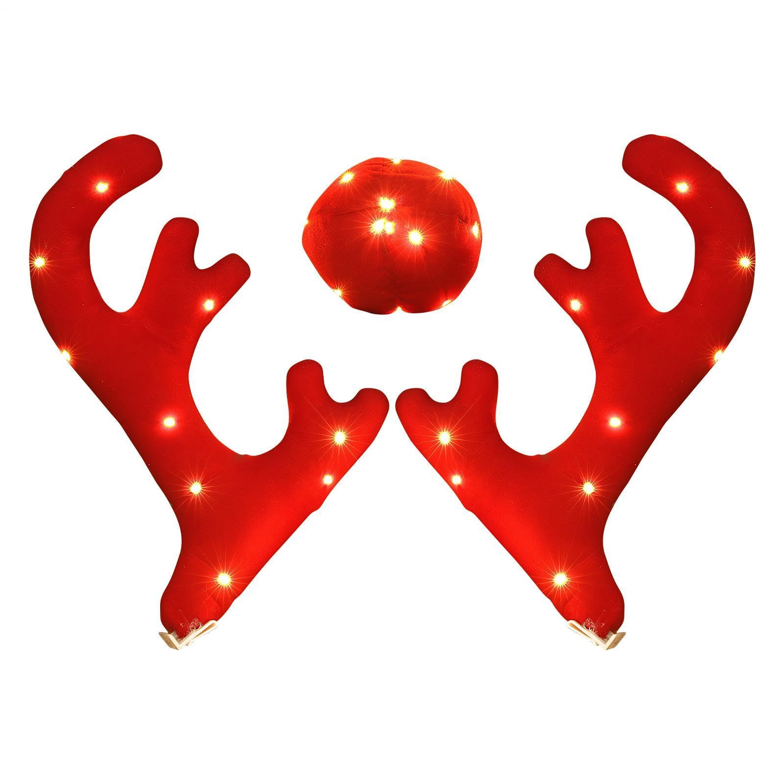 Bois de cerf de Noël pour voiture Jolies décorations lumineuses de Noël