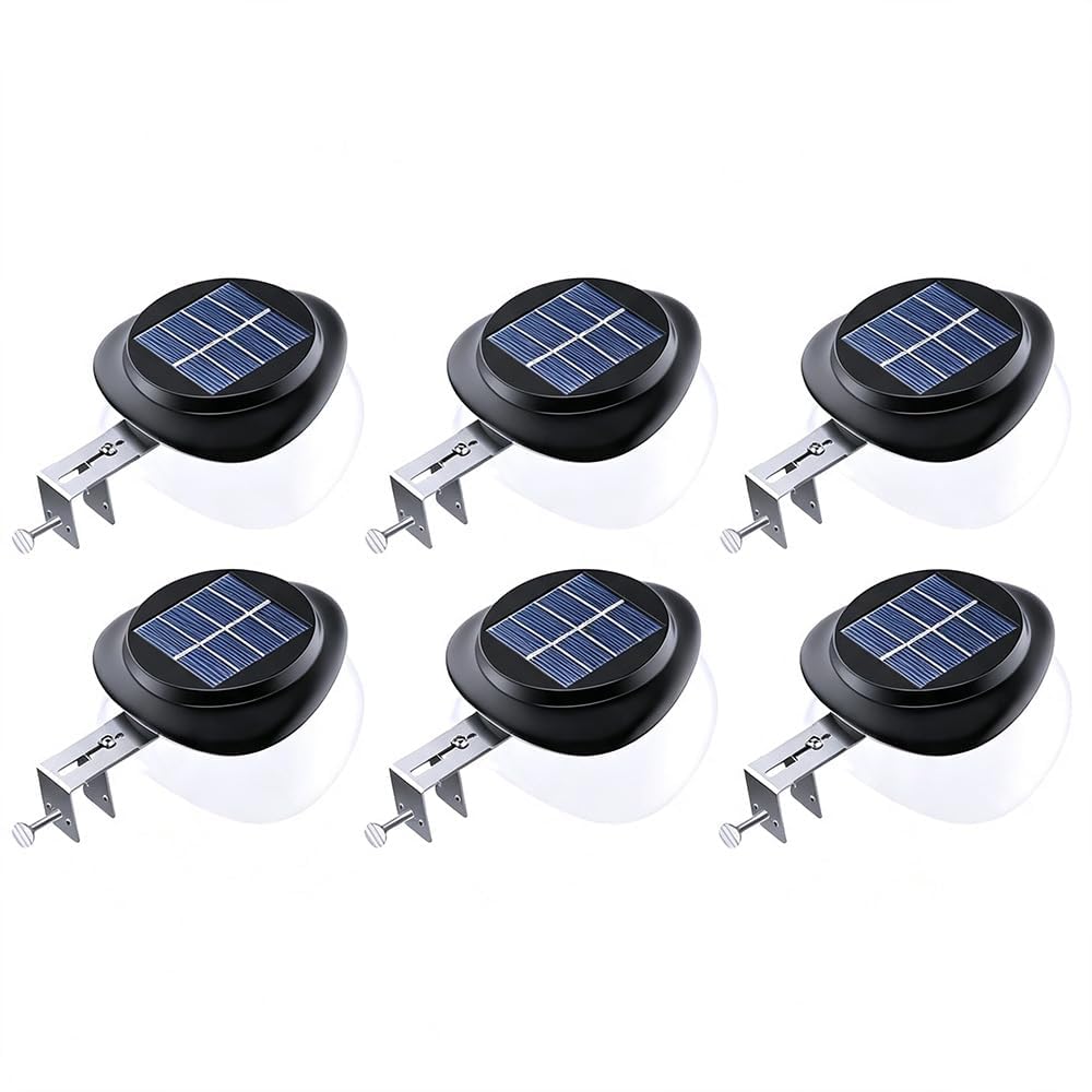 Dachrinnen Solarleuchten für Außen, IP55 Wasserdicht 100LM Solar Gartenbeleuchtung für Zaun, Patio, Gehwege, Hof, Garage, Eave, 6 Stück Warmes Licht