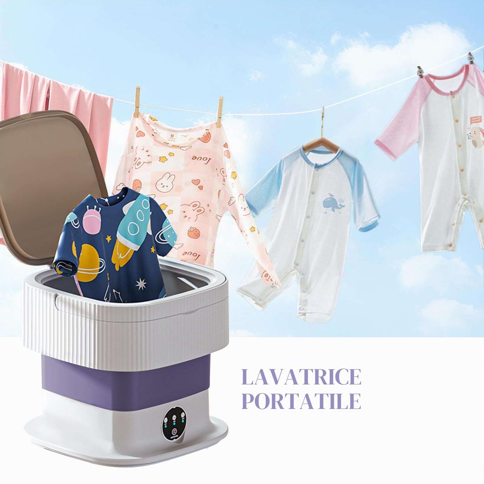 LIROPAU Mini lavatrice portatile, 15 l, con centrifuga | pulizia profonda della biancheria intima, abbigliamento per bambini, calzini per appartamenti, dormitori, viaggi, turistica
