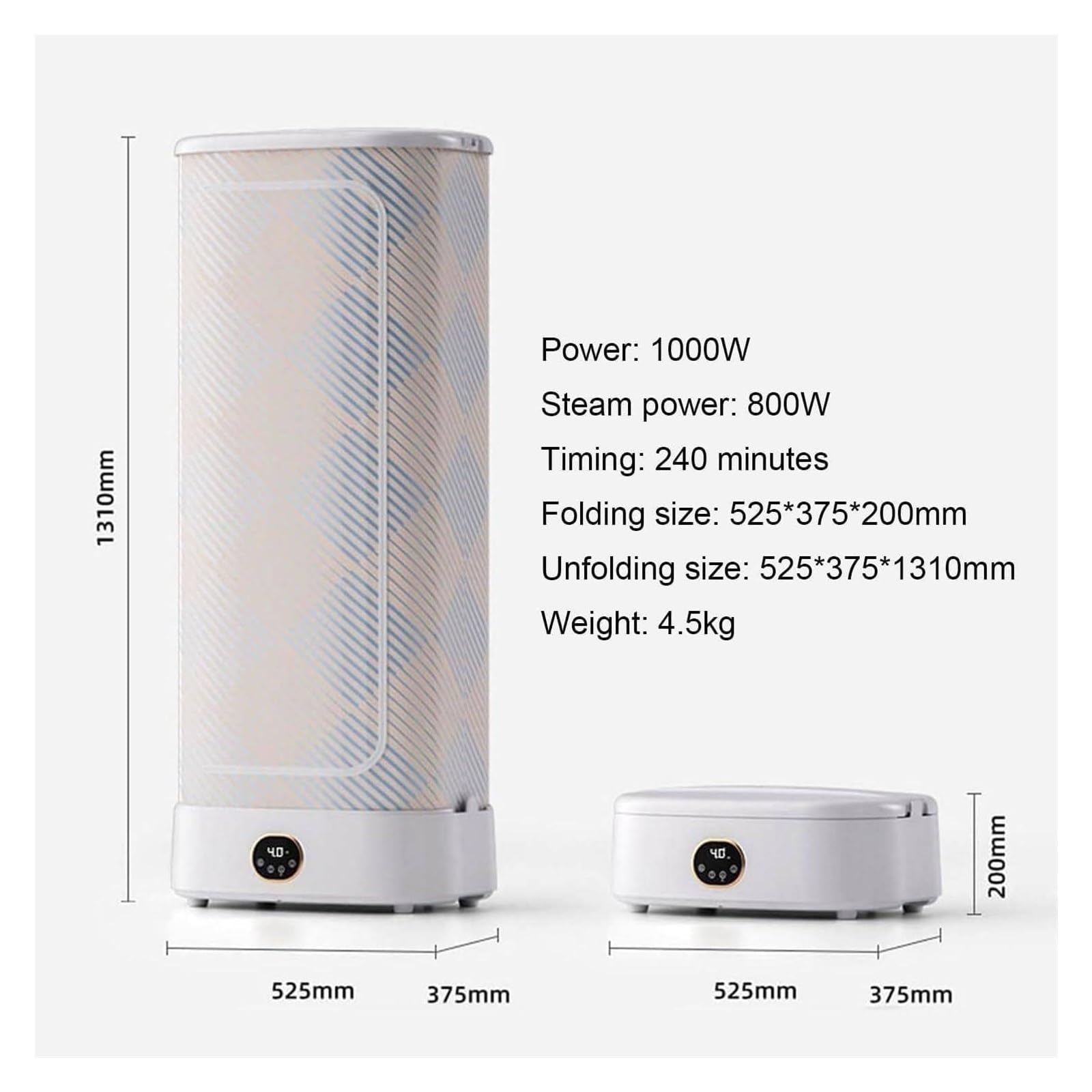 Planchado y plegado automático de hierro de 1000W con función de vapor para ropa y tejidos