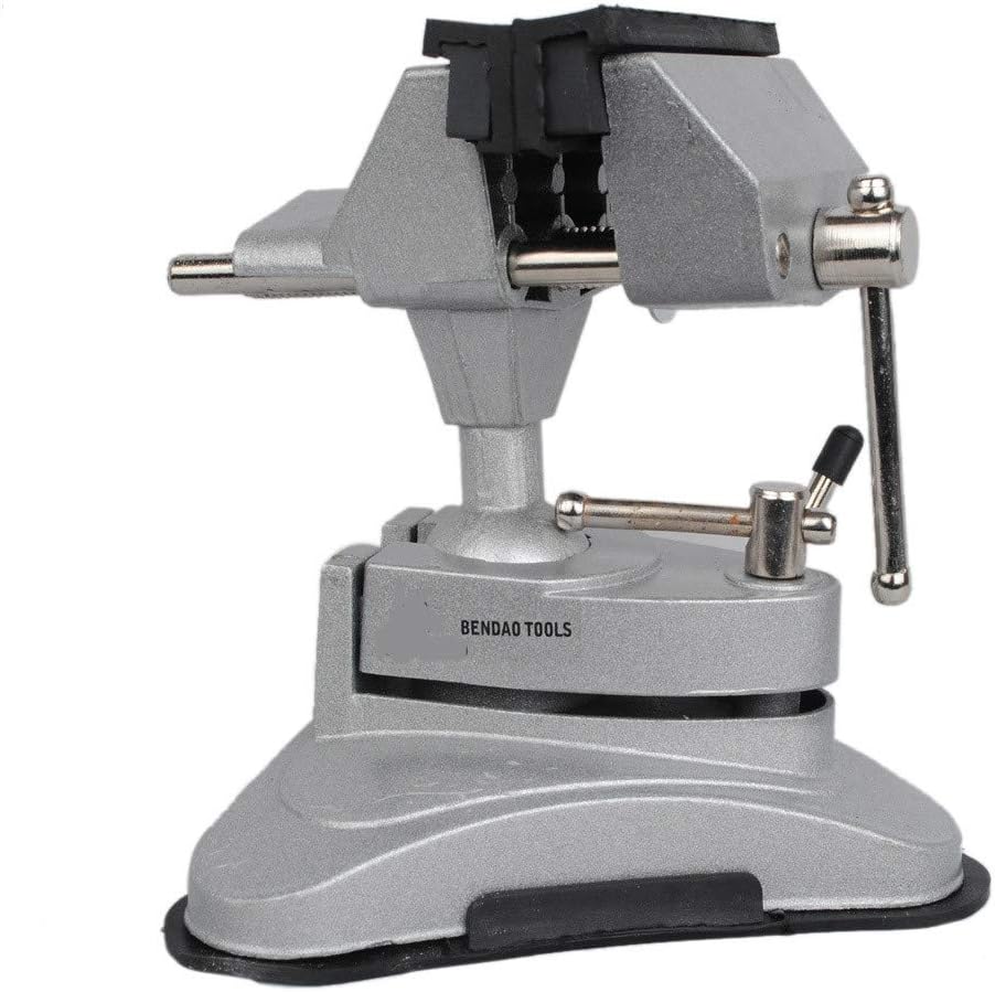 Portable Mini Vacuum Base Vise with 360°Swiveling Head and Powerful Suction Multi-Angle Pivoting Small Vice