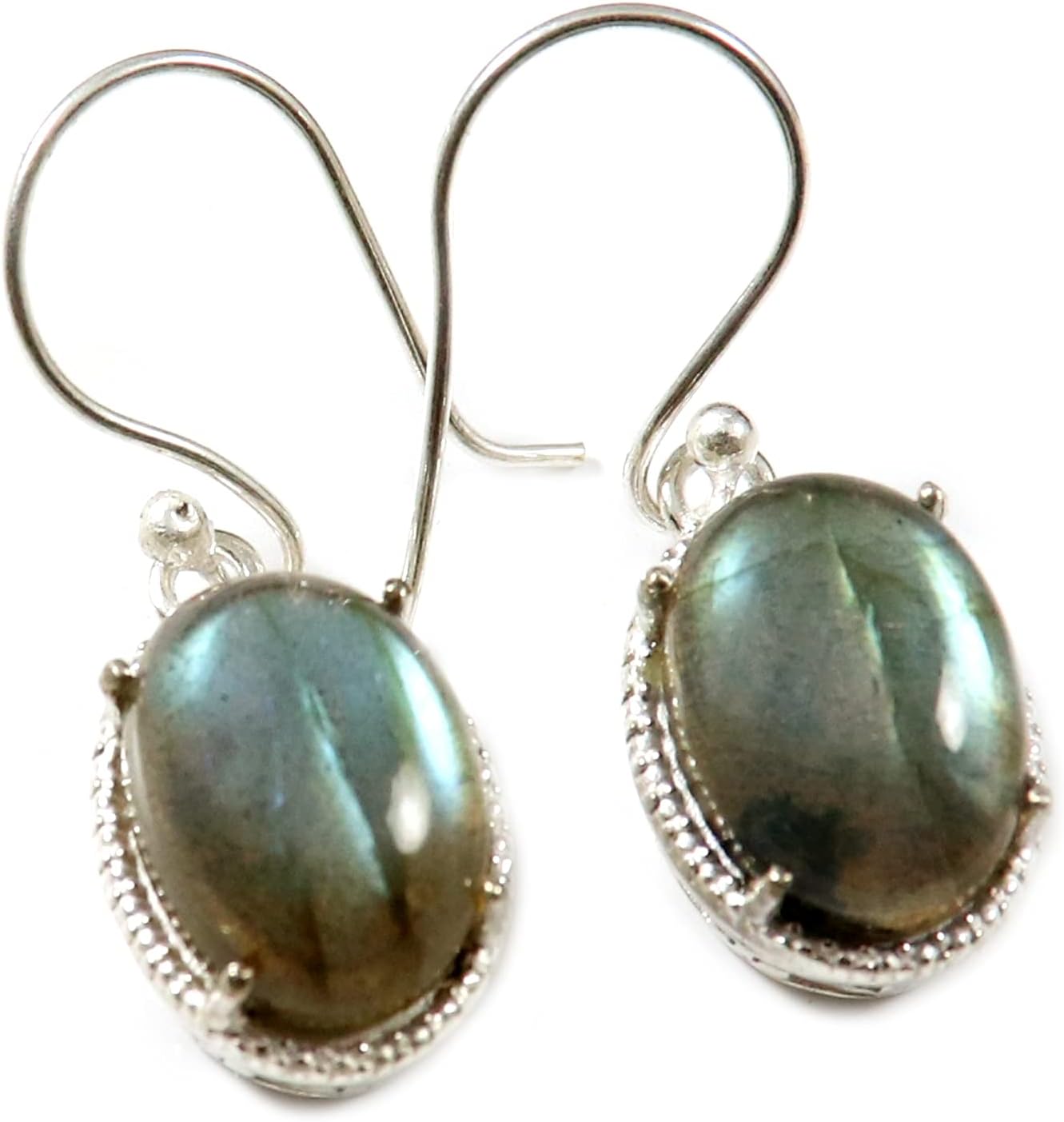 Goyal Exports Amethyst Tiger Eye Black Onyx Treated Blue Quartz Faceted Gemstone 925 Sterling Silver Drop Dangle Earring Handmade Jewelry SEG14