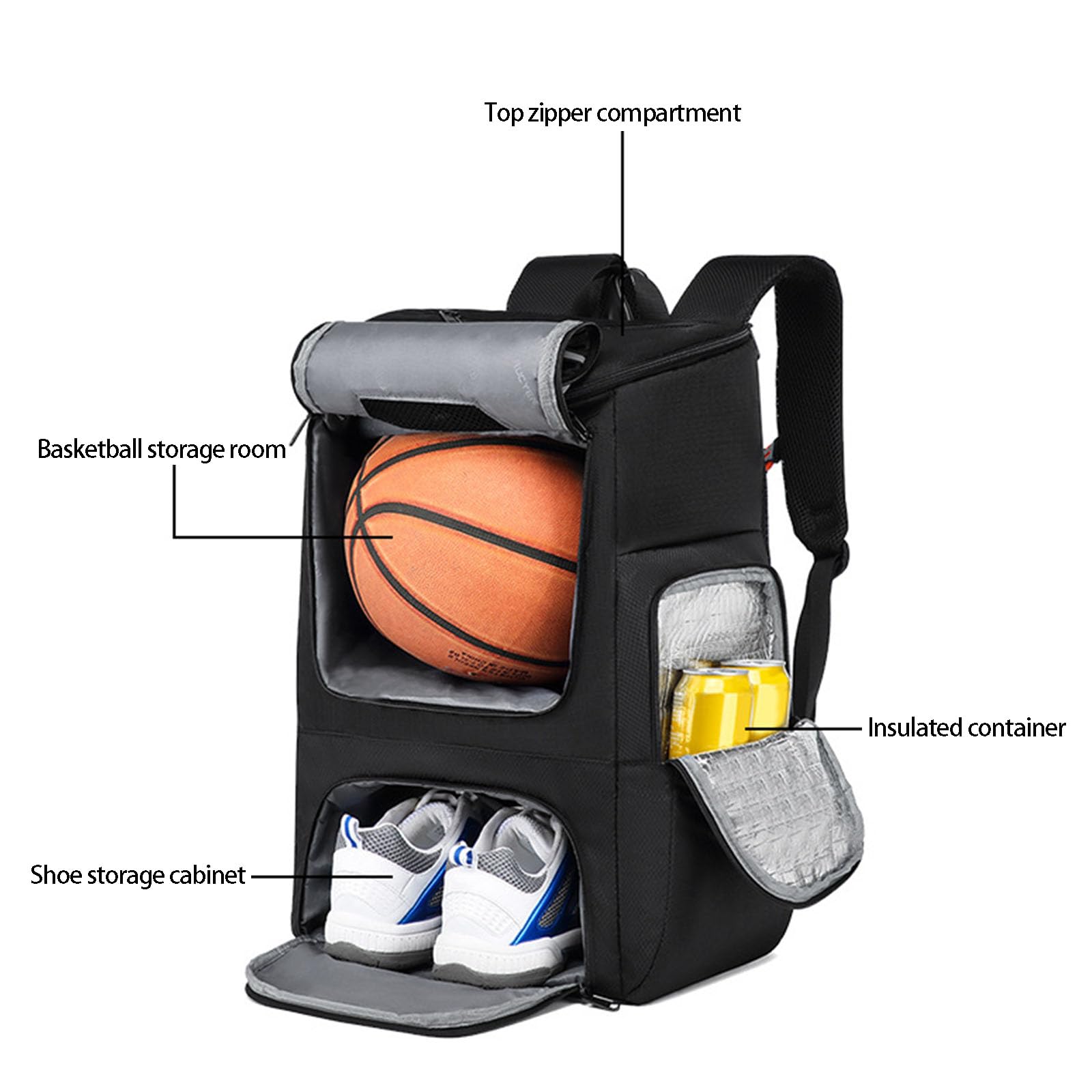 Flexibler Rucksack aus Oxford Stoff zum Tragen von Basketbällen, Fußballkugeln und Zubehör Basketball Geschenk für Spieler