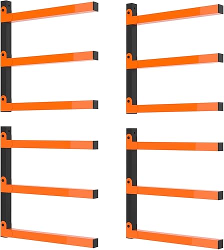 Miniatura 1 de LIANTRAL Estante de almacenamiento de madera para montaje en pared, 4 paquetes de 3 niveles de alta resistencia flotante organizador de estante de