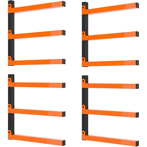 LIANTRAL Lumber Storage Rack Wall Mount, 4 Packs 3-Level Heavy Duty Floating Lumber Shelf Organizer for Garage Wood Workshop Indoor Outdoor