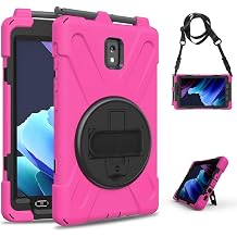 Compatible with Samsung Galaxy Tab Active 3 T570/T575 Case,Tablet Case for Galaxy Tab Active 3 Shockproof Shell Shatter-Resistant Shell 360 Degree Rotating Multi-Function Grip Bracket Rose Red