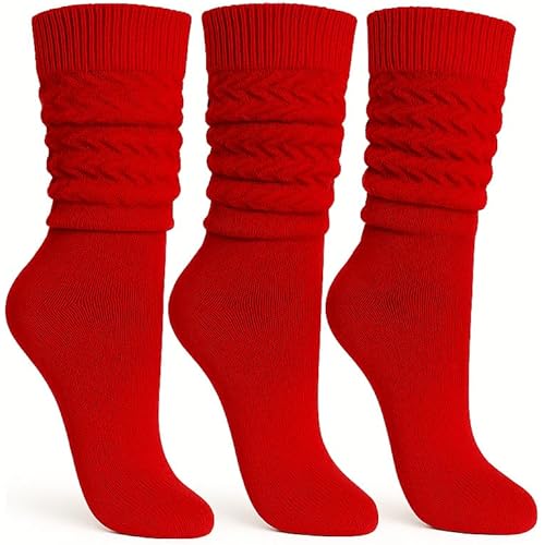 AWS/American Made Women’s Slouch Socks Cotton Slouchy Knee-High Boot Socks Scrunch Breathable Extra Long All-Season Comfort