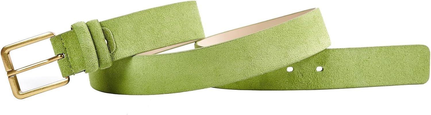 Women's Fashion Suede Leather Belt with Gold Buckle 1.3" Wide image 5