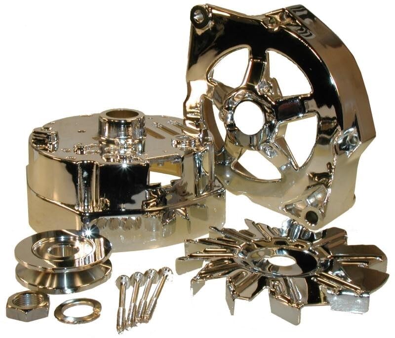 Replacement Compatible with Premium 10SI Chrome Alternator Frame/Fan/Pulley Kit fits GM 305 350 BBC SBC