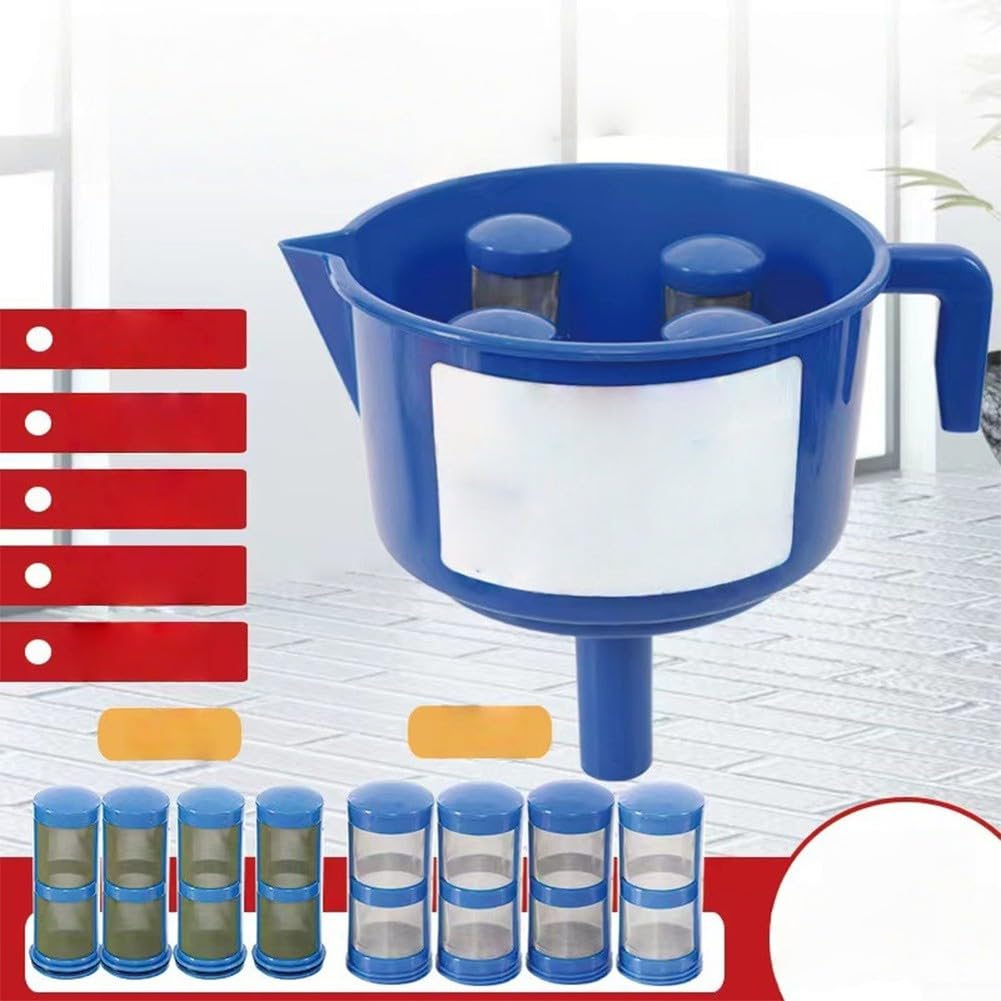 Separatore di olio a imbuto con 4 elementi filtranti a doppio strato, 12 filtri, separatore di liquidi industriali in plastica rimovibile per la pulizia del sistema