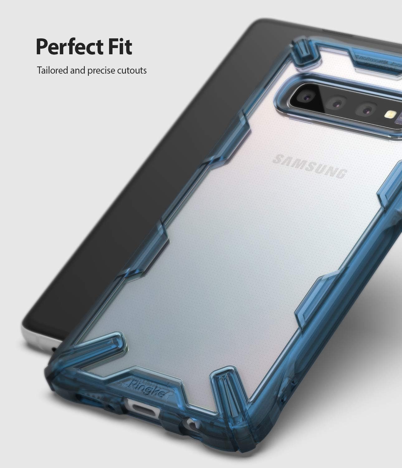 Ringke Fusion-X Compatible with Galaxy S10 Case (6.1"), Clear Back Heavy Duty Shockproof TPU Rugged Bumper Phone Cover - Space Blue