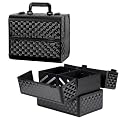 LACOPINE Makeup Train Case Cosmetic Bag Organizer Case With Trays For Cosmetics, Jewellery Box Or Gift Box (Design1-Blac