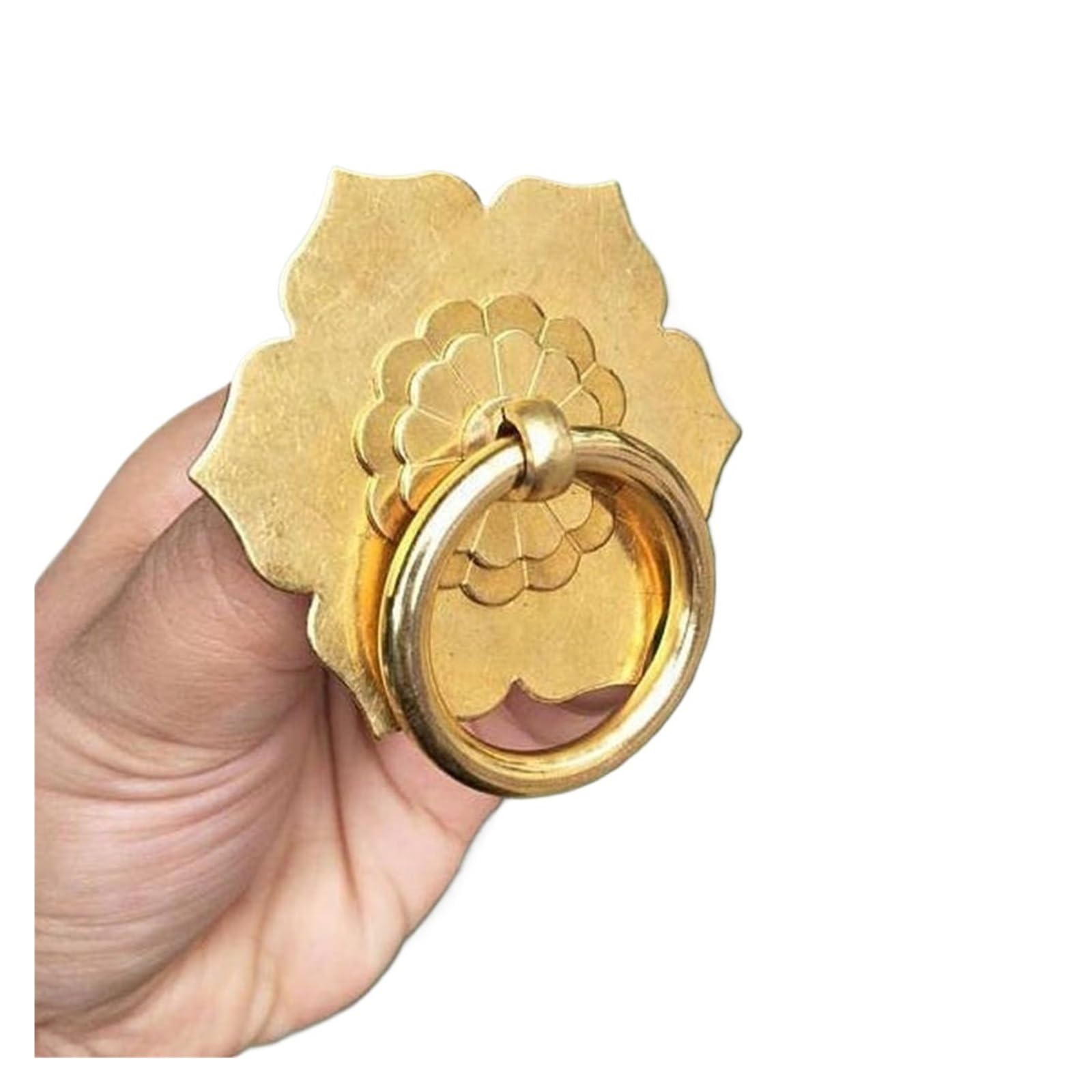 Ygmnqal Antique Brass Drawer Knobs Antique Bronze/Brass Cabinet Drawer Door Knob Cupboard Dresser Drop Ring Pull Handle Wall Hanging Hook Furniture Hardware(,Smaller Ring)