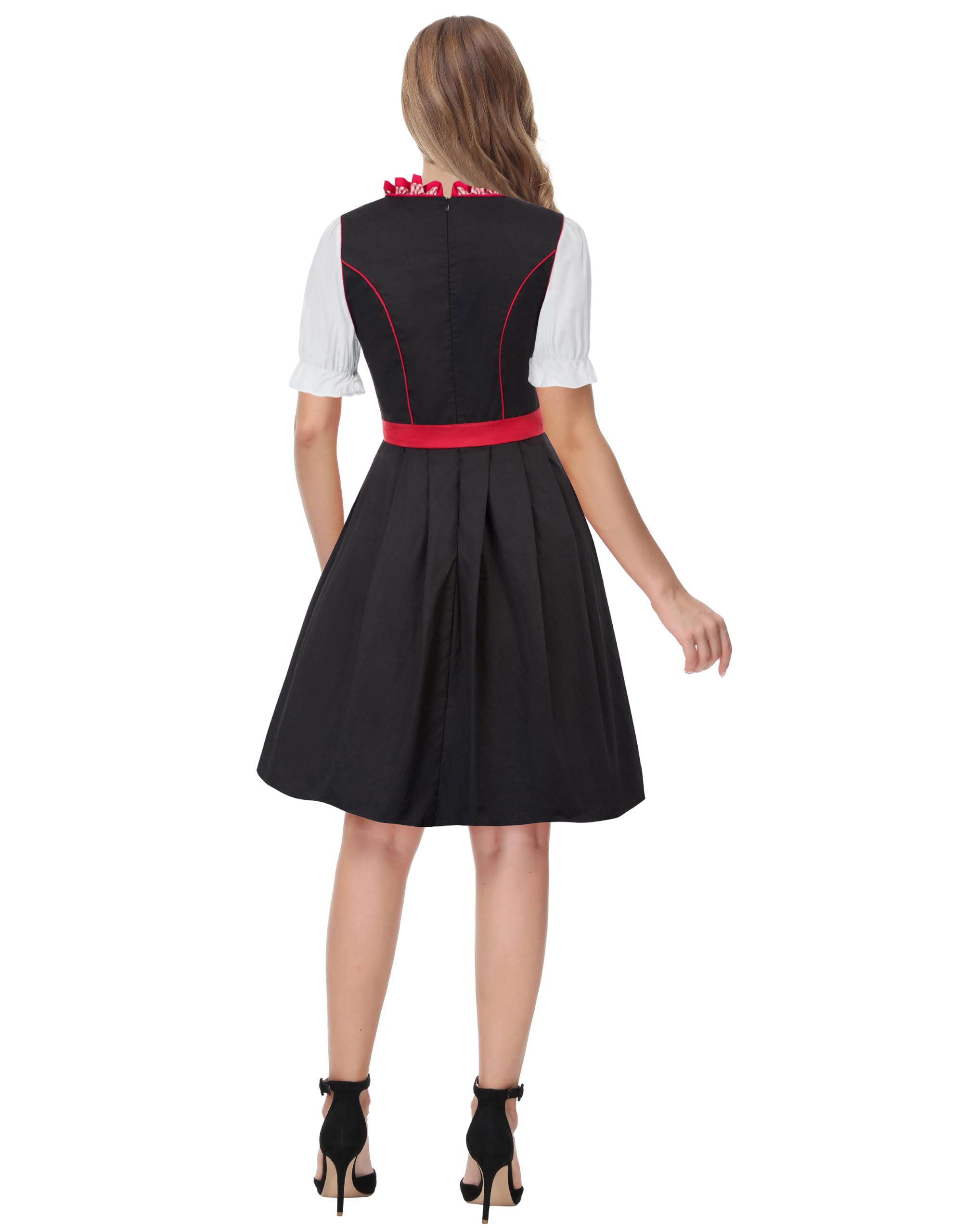 SCARLET DARKNESS Dirndl Damen Midi Trachtenkleid Oktoberfest Outfit