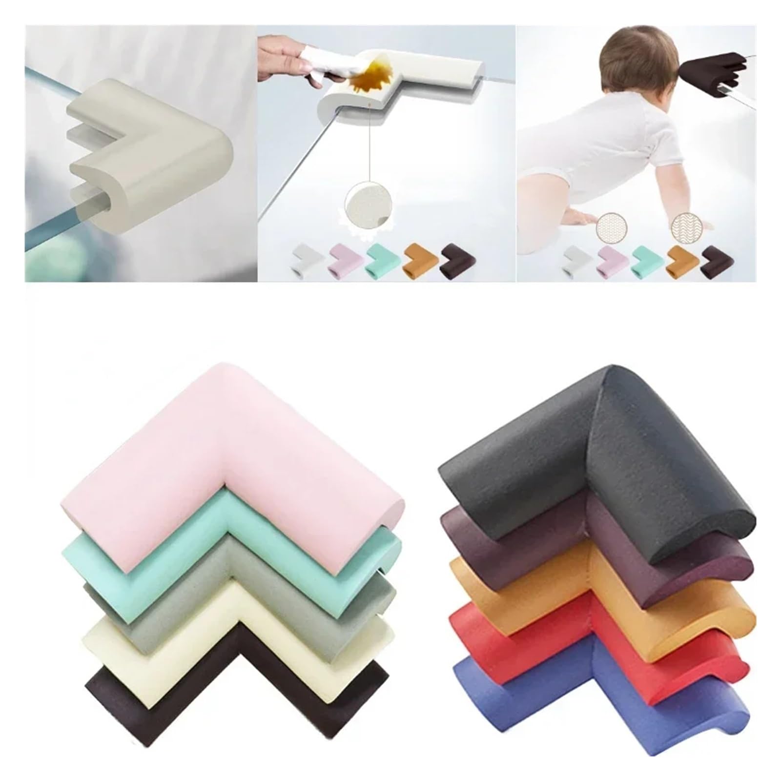 Protectores de Esquina para mesas, Seguridad Infantil, 4 Piezas, protección para Vidrio, café, Cinta Adhesiva para Esquinas.